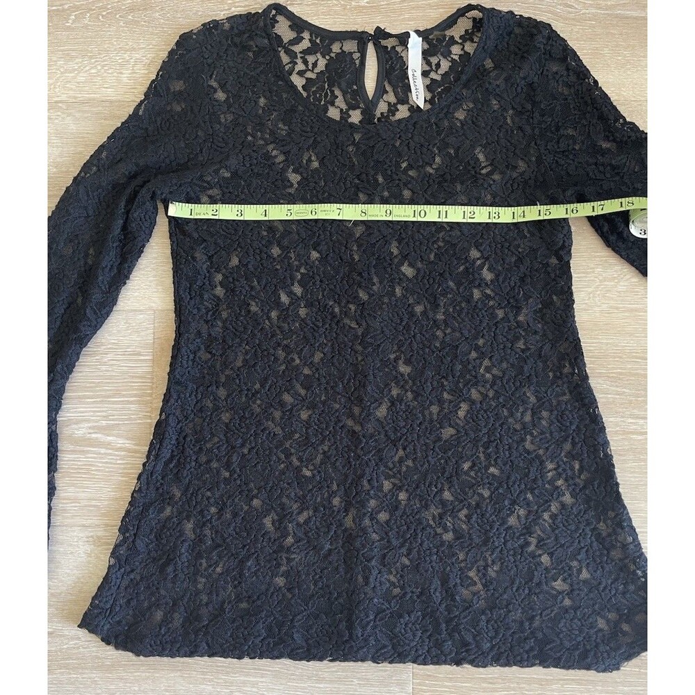 Black Floral Lace Bell Sleeve Blouse Women’s Small Whimsygoth Gothic Sheer Top - Picture 7 of 9
